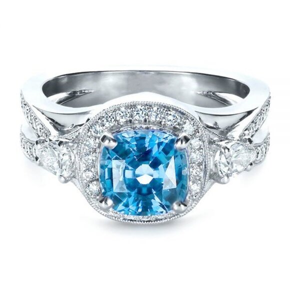 🔥 925 Silver Plated Blue Exquisite, Noble Cross Ring, FB16FA1051 - Picture 3 of 7